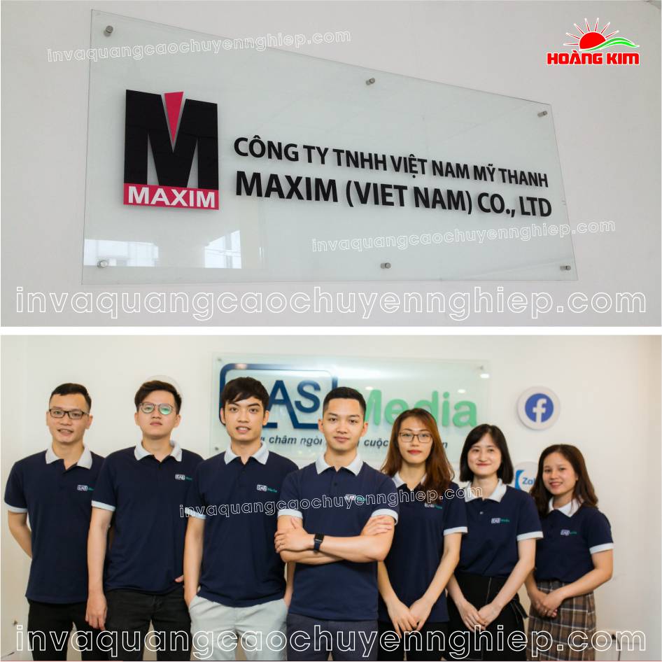 biển kính công ty, văn phòng gắn logo và chữ nổi mica đẹp
